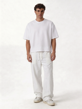Raw Edge Pants Cotton Baggy Fit - seven