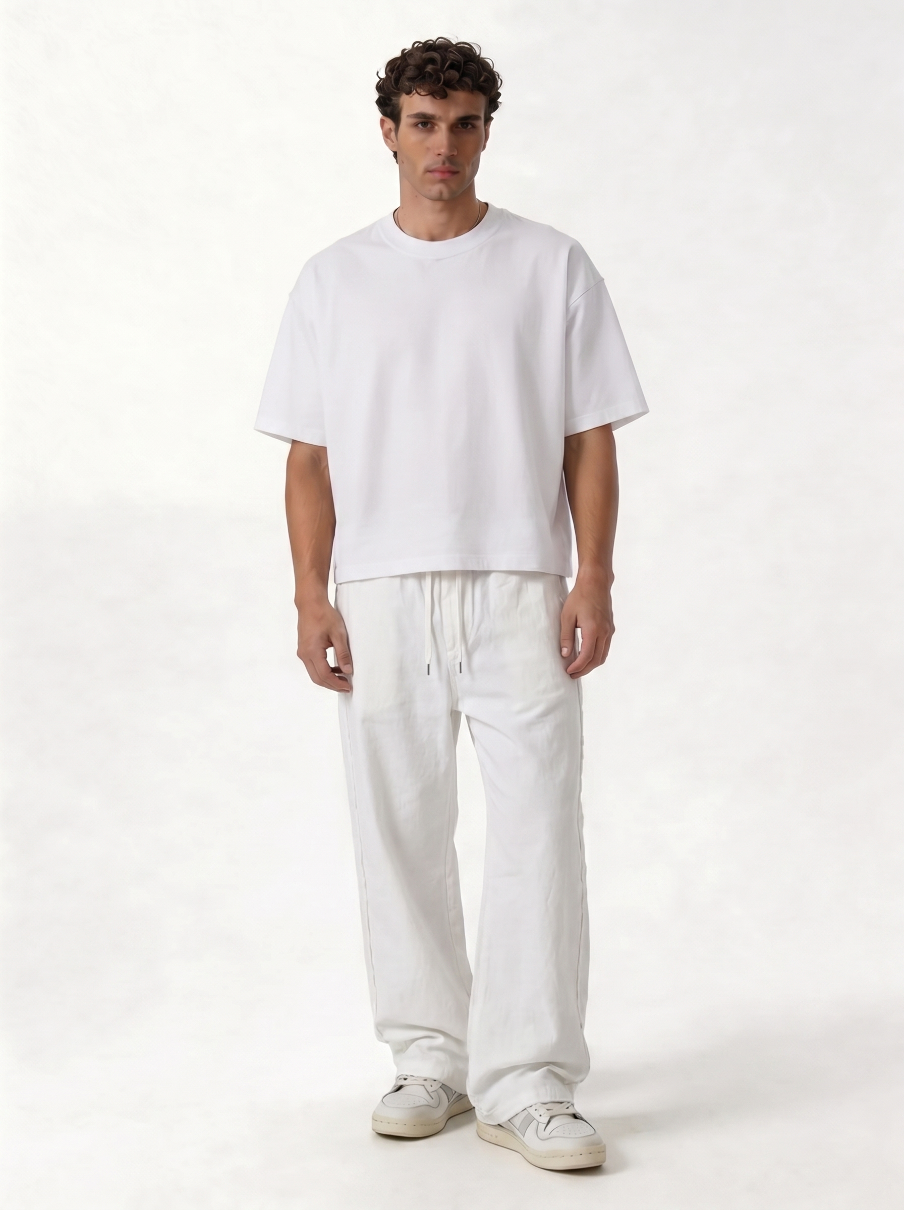 Raw Edge Pants Cotton Baggy Fit - seven