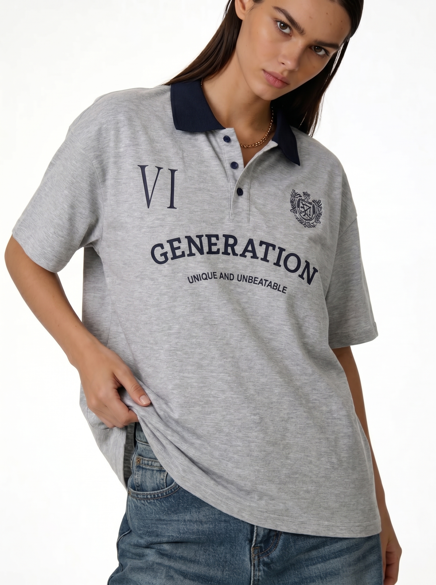 Back Print Polo Shirt Cotton Oversized Fit - je-x