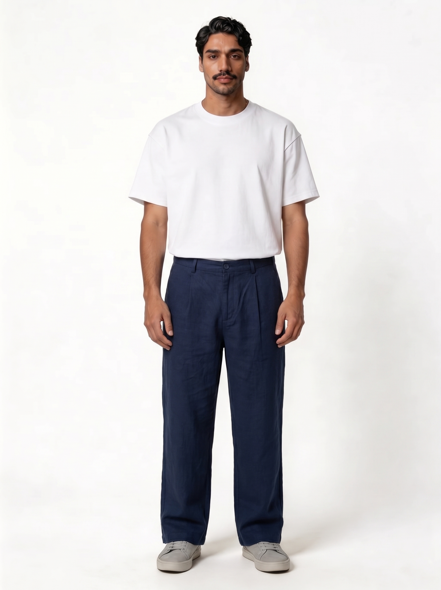Pleated Trousers Linen Blend Regular Fit - seven