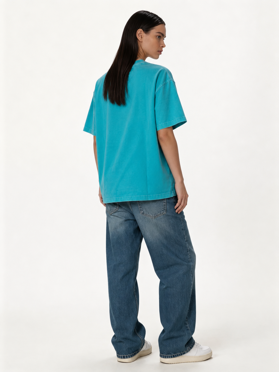 Boxy Acid Wash Cotton Graphic Tee - ink