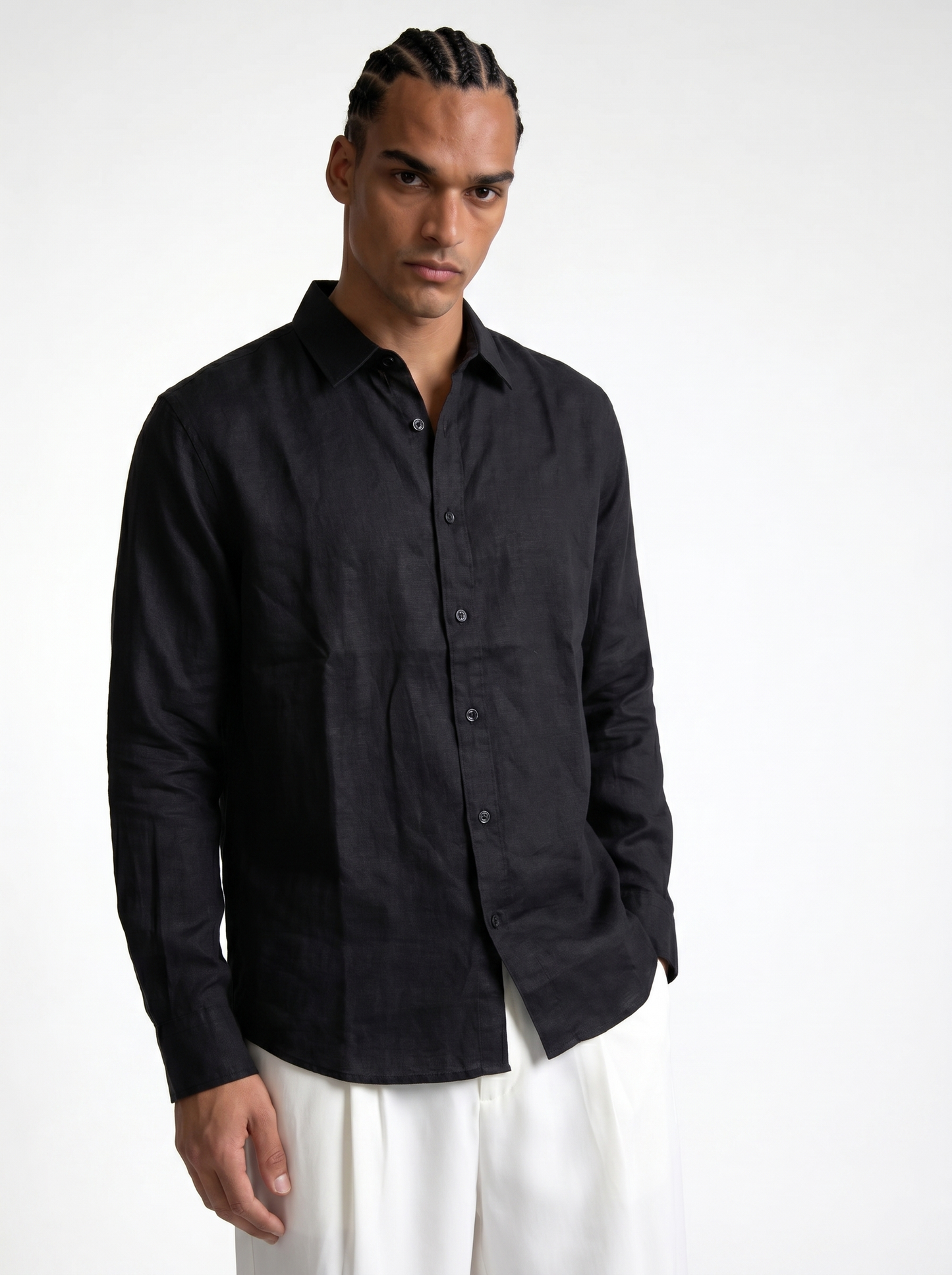 Minimal Buttoned Shirt Linen Regular Fit - zamari