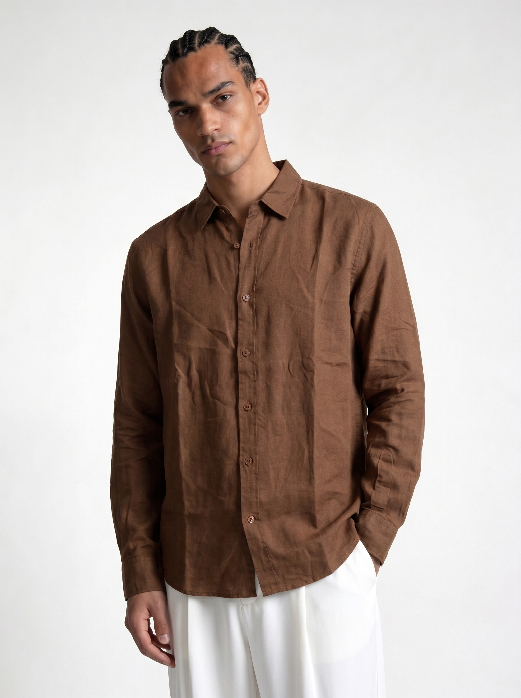 Minimal Buttoned Shirt Linen Regular Fit - zamari