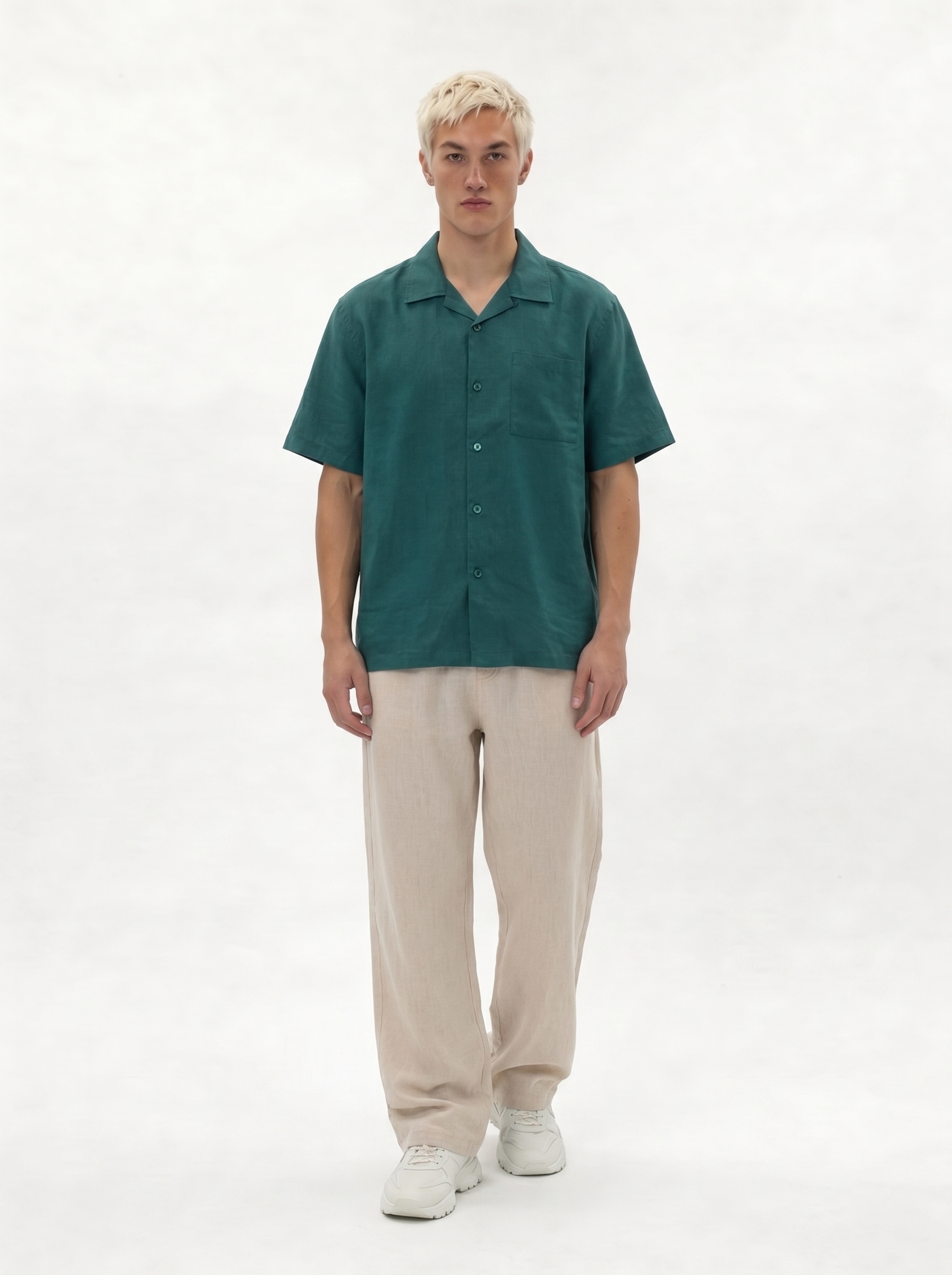 Chest Pocket Shirt Linen Blend Regular Fit - je-x