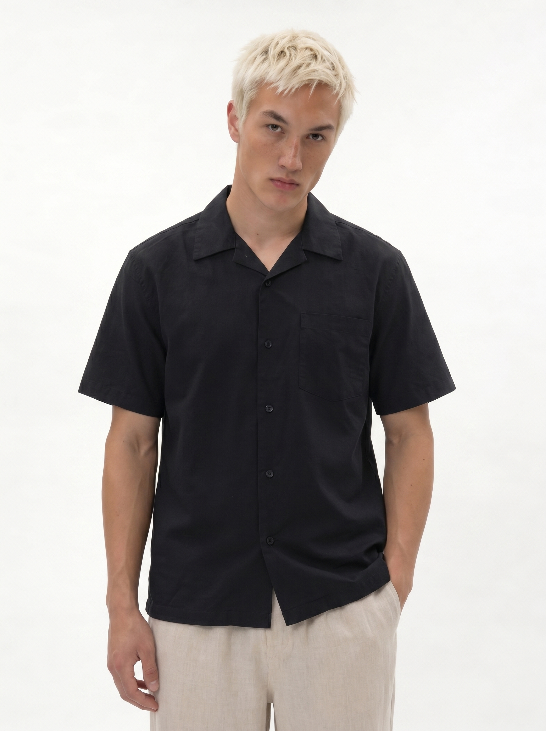 Chest Pocket Shirt Linen Blend Regular Fit - je-x