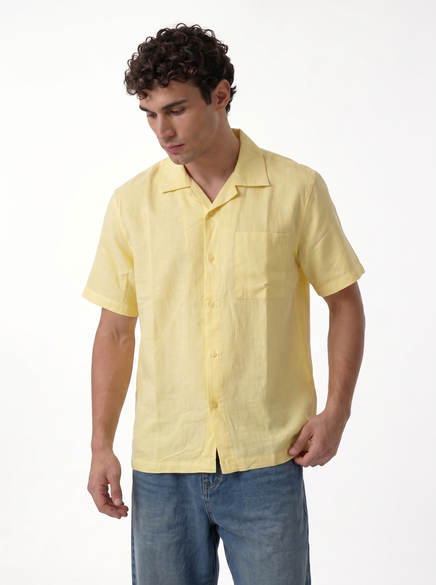 Chest Pocket Shirt Linen Blend Regular Fit - je-x