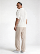 Crochet Knit Polo Shirt Cotton Regular Fit - zamari