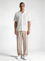 Crochet Knit Polo Shirt Cotton Regular Fit - zamari
