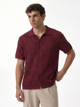 Crochet Knit Polo Shirt Cotton Regular Fit - zamari