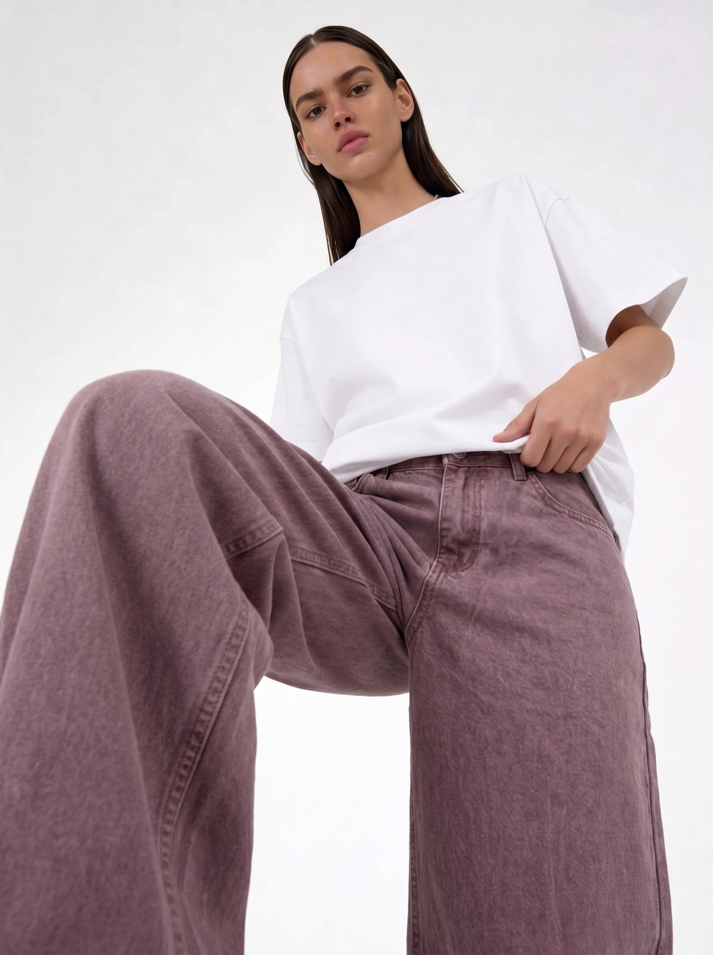 Distressed Wide Leg Denim Pants - seven