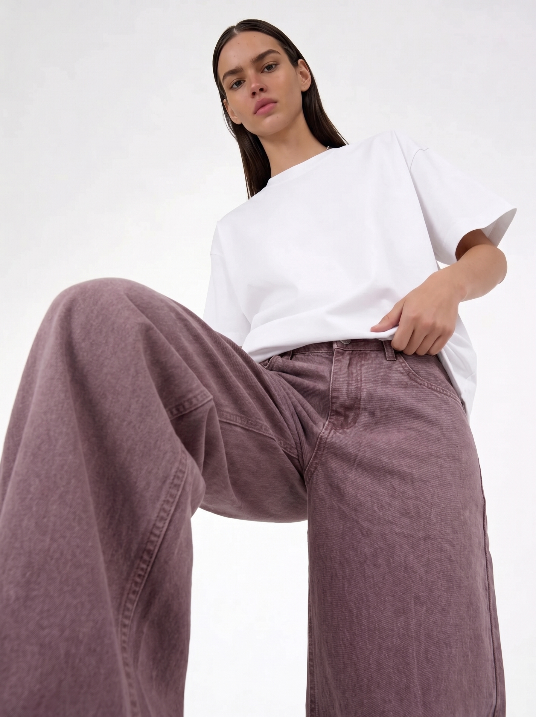 Distressed Wide Leg Denim Pants - seven