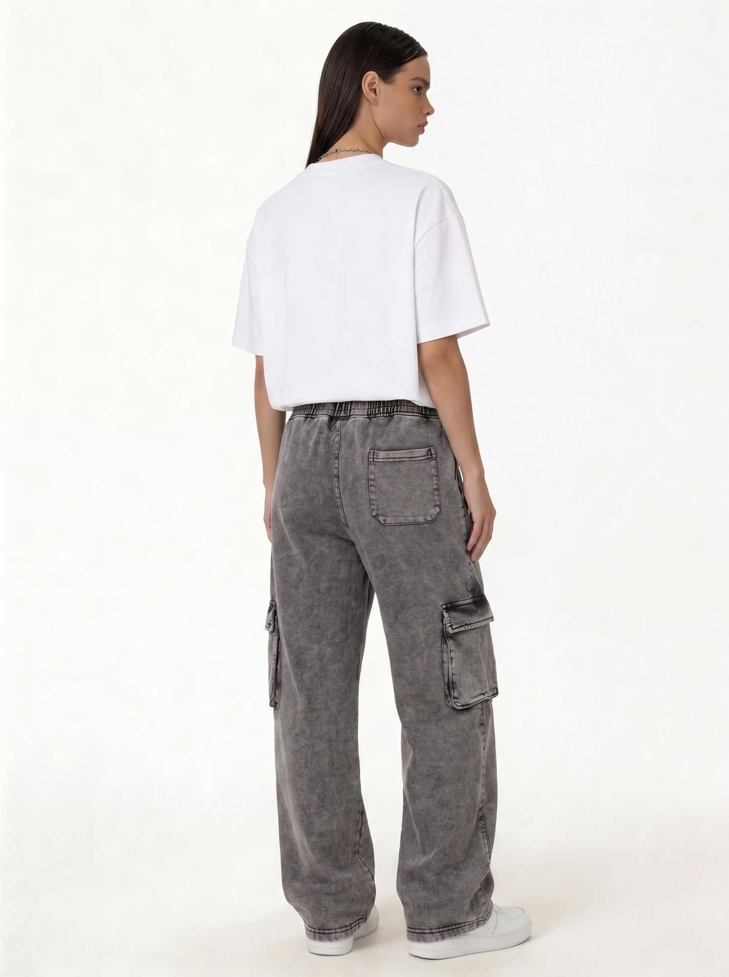 Panelled Cargo Pants Denim Baggy Fit - seven