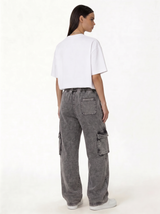 Panelled Cargo Pants Denim Baggy Fit - seven