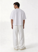 Raw Edge Pants Cotton Baggy Fit - seven