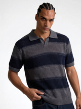 Ribbed Stripe Polo Shirt Knit Regular Fit - FND