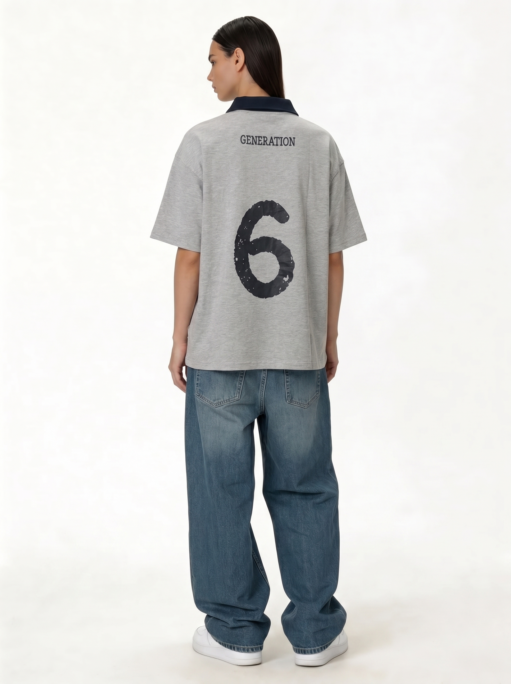 Back Print Polo Shirt Cotton Oversized Fit - je-x