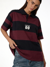 Back Print Polo Shirt Cotton Oversized Fit- jex-