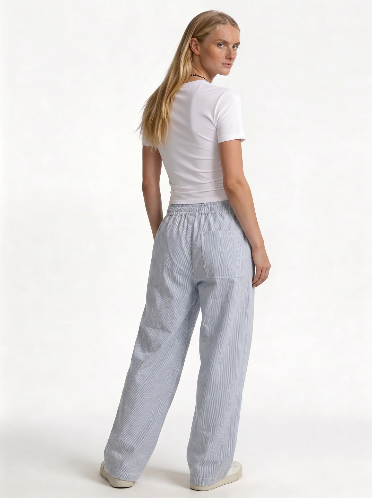Striped Drawstring Pants Cotton Relaxed Fit - seven