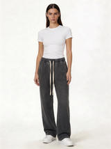 Washed Logo Pants Cotton Relaxed Fit - seven