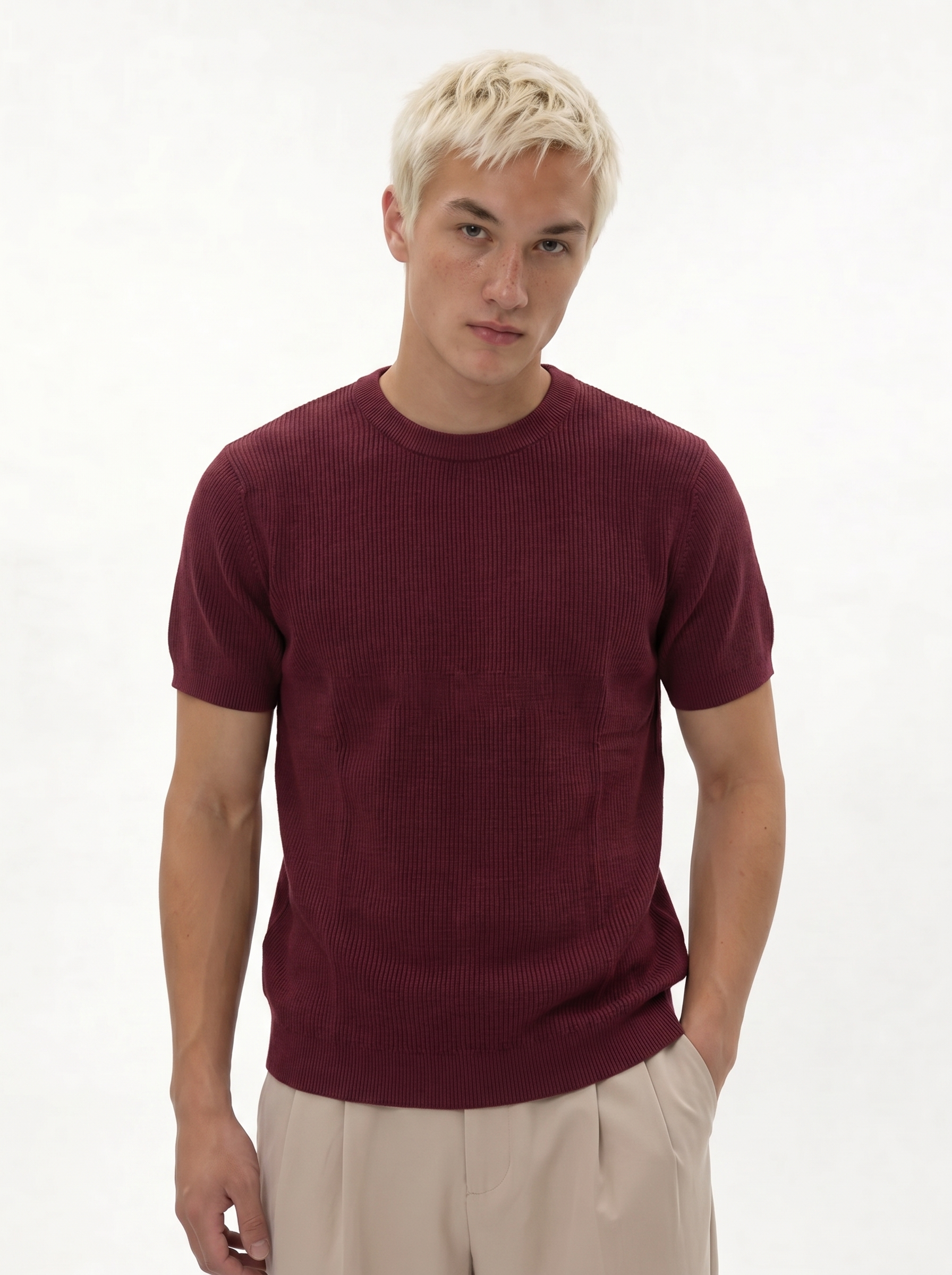 Ribbed Trim T-Shirt Knit Regular Fit - je-x