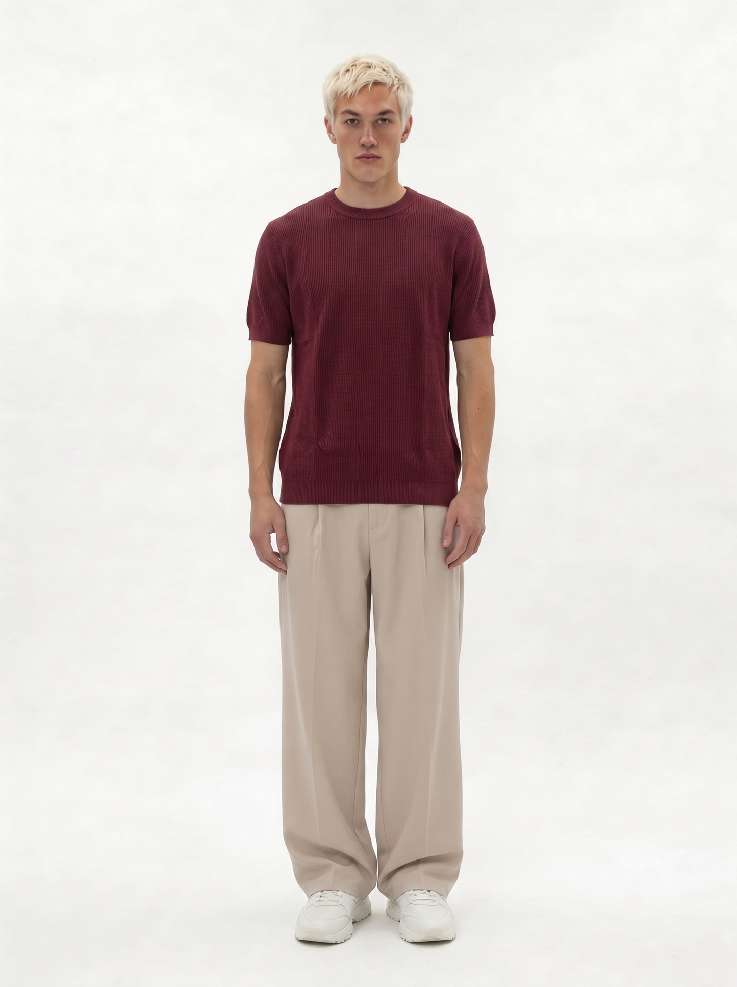 Ribbed Knit T-Shirt Knit Regular Fit - je-x