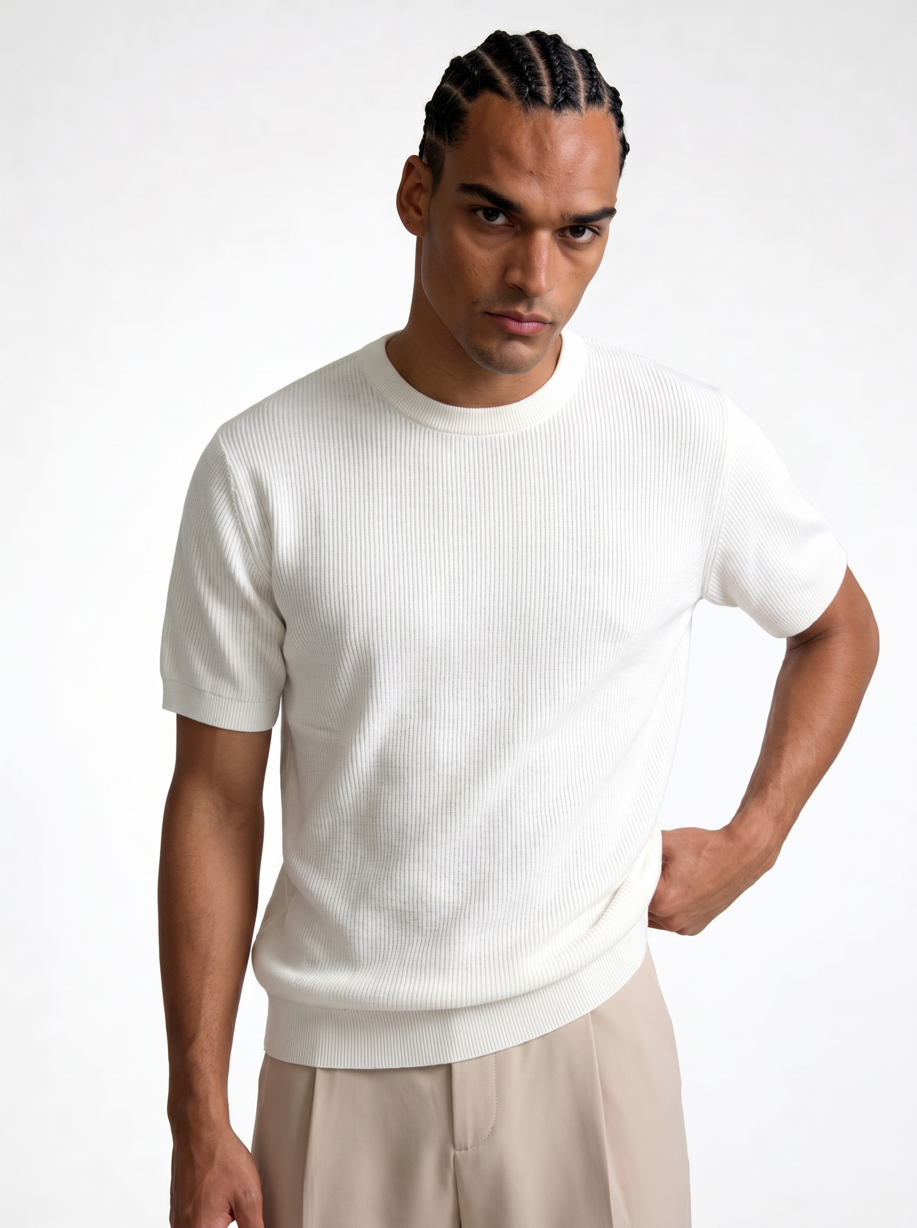 Ribbed Trim T-Shirt Knit Regular Fit - je-x
