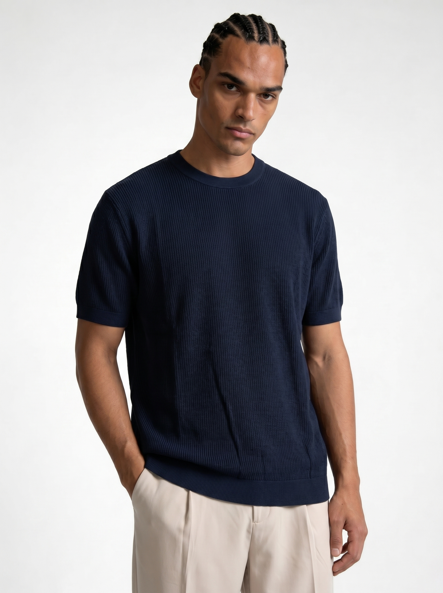 Ribbed Trim T-Shirt Knit Regular Fit - je-x