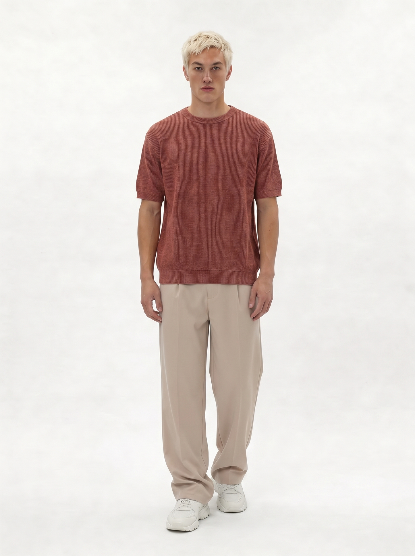 Ribbed Knit T-Shirt Knit Regular Fit - je-x