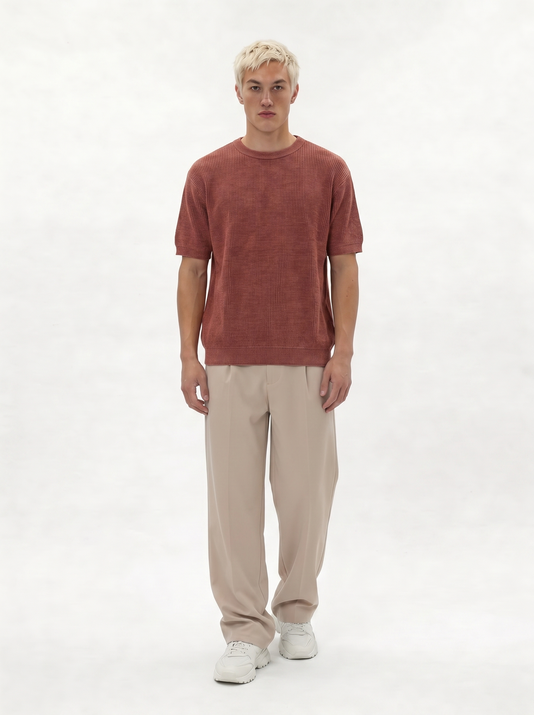 Ribbed Knit T-Shirt Knit Regular Fit - je-x