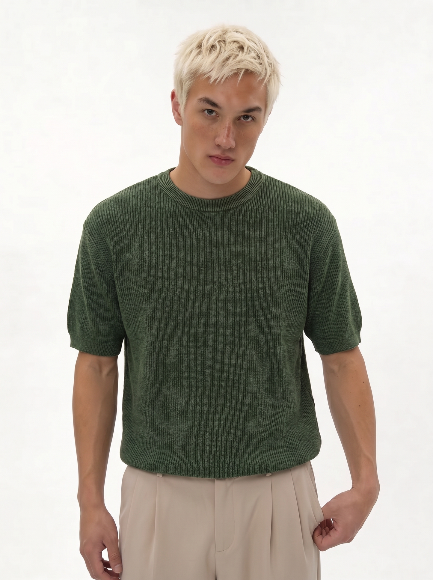 Ribbed Knit T-Shirt Knit Regular Fit - je-x
