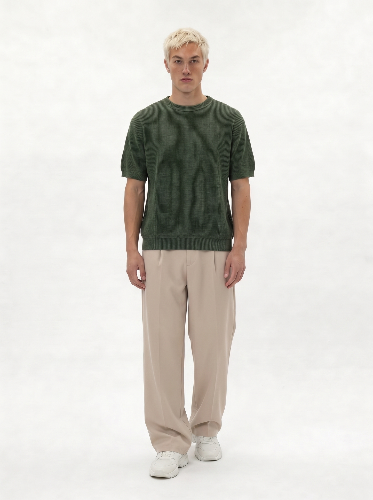 Ribbed Knit T-Shirt Knit Regular Fit - je-x
