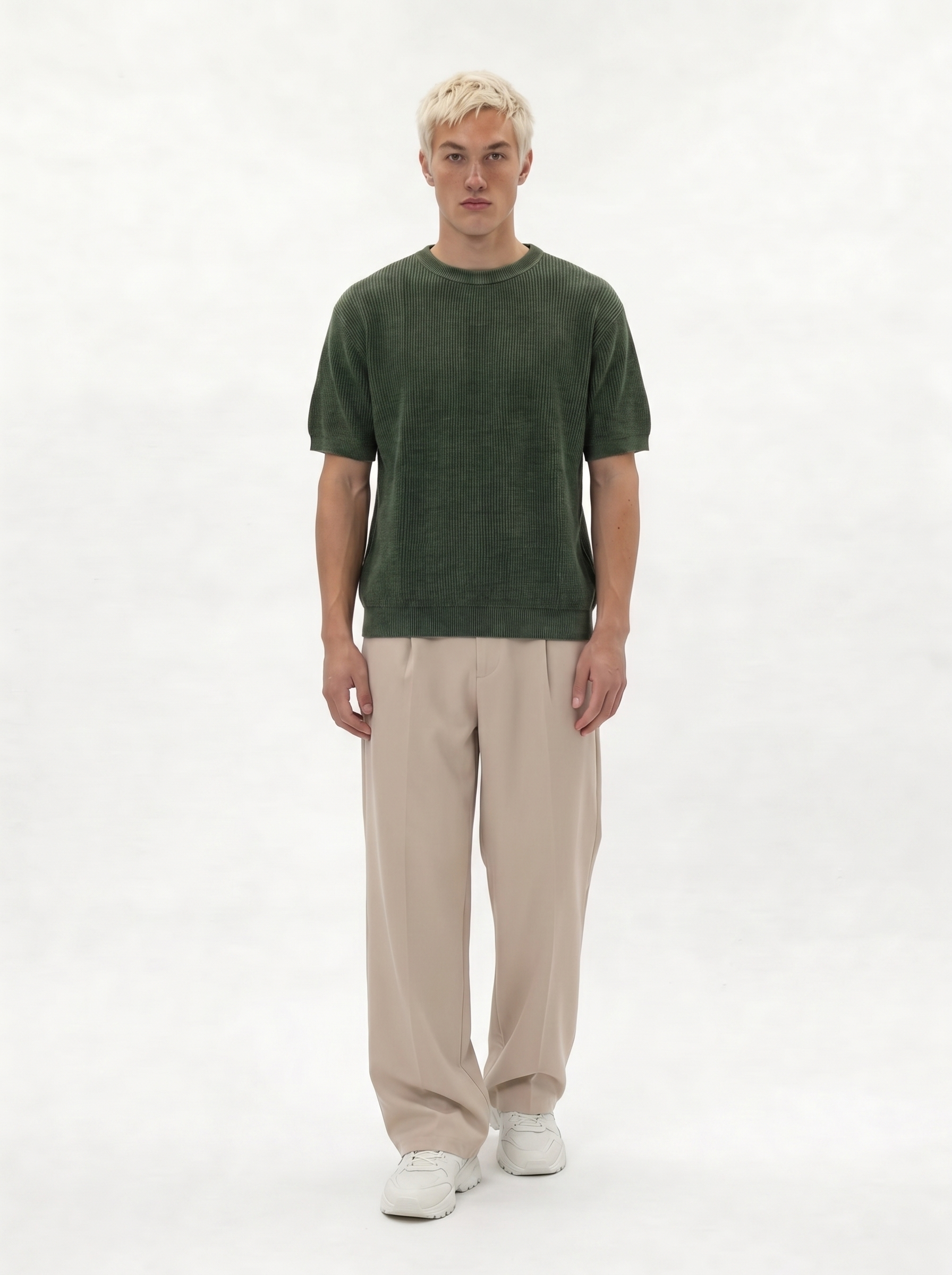 Ribbed Knit T-Shirt Knit Regular Fit - je-x