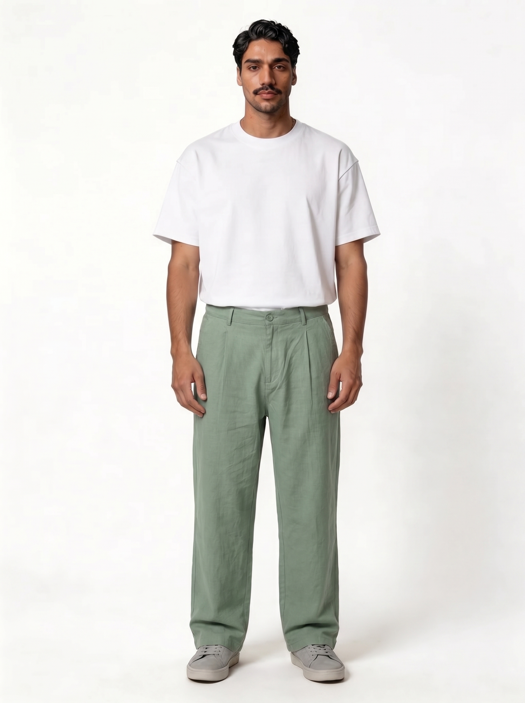 Pleated Trousers Linen Blend Regular Fit - seven