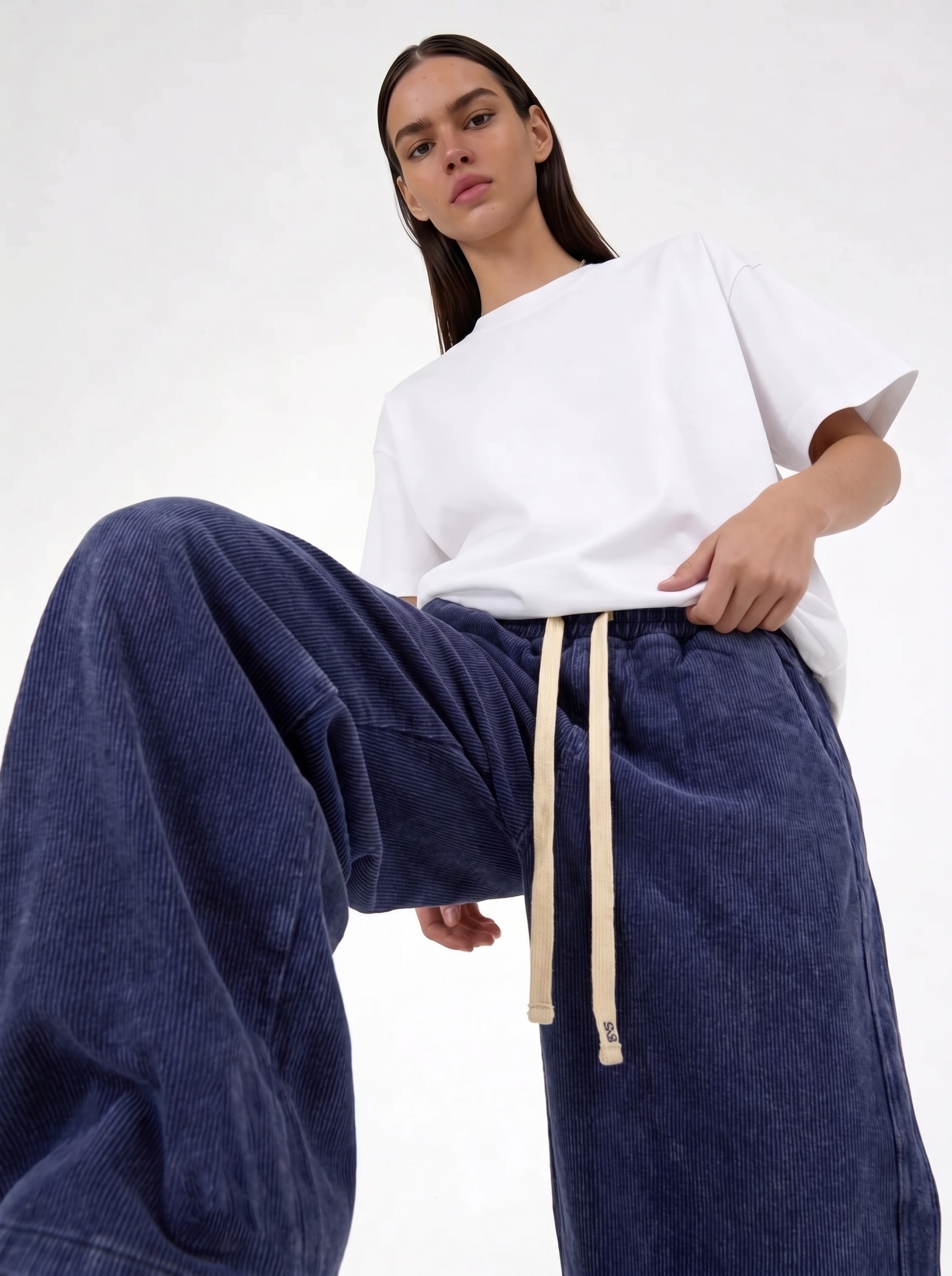 Embroidered Pants Cotton Baggy Fit - seven