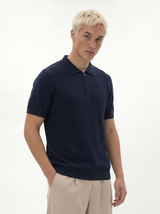 Ribbed Zip Polo Shirt Knit Regular Fit - je-x