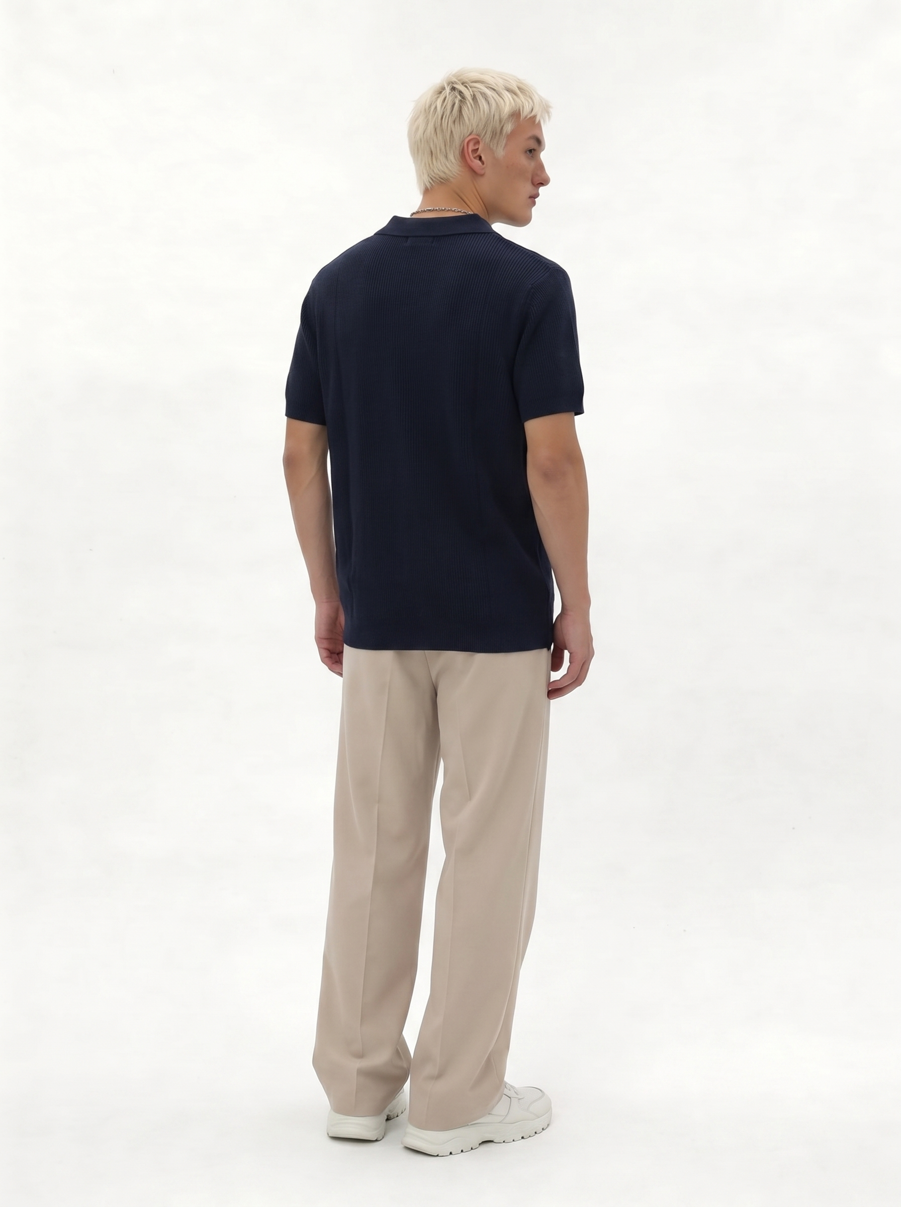 Ribbed Zip Polo Shirt Knit Regular Fit - je-x