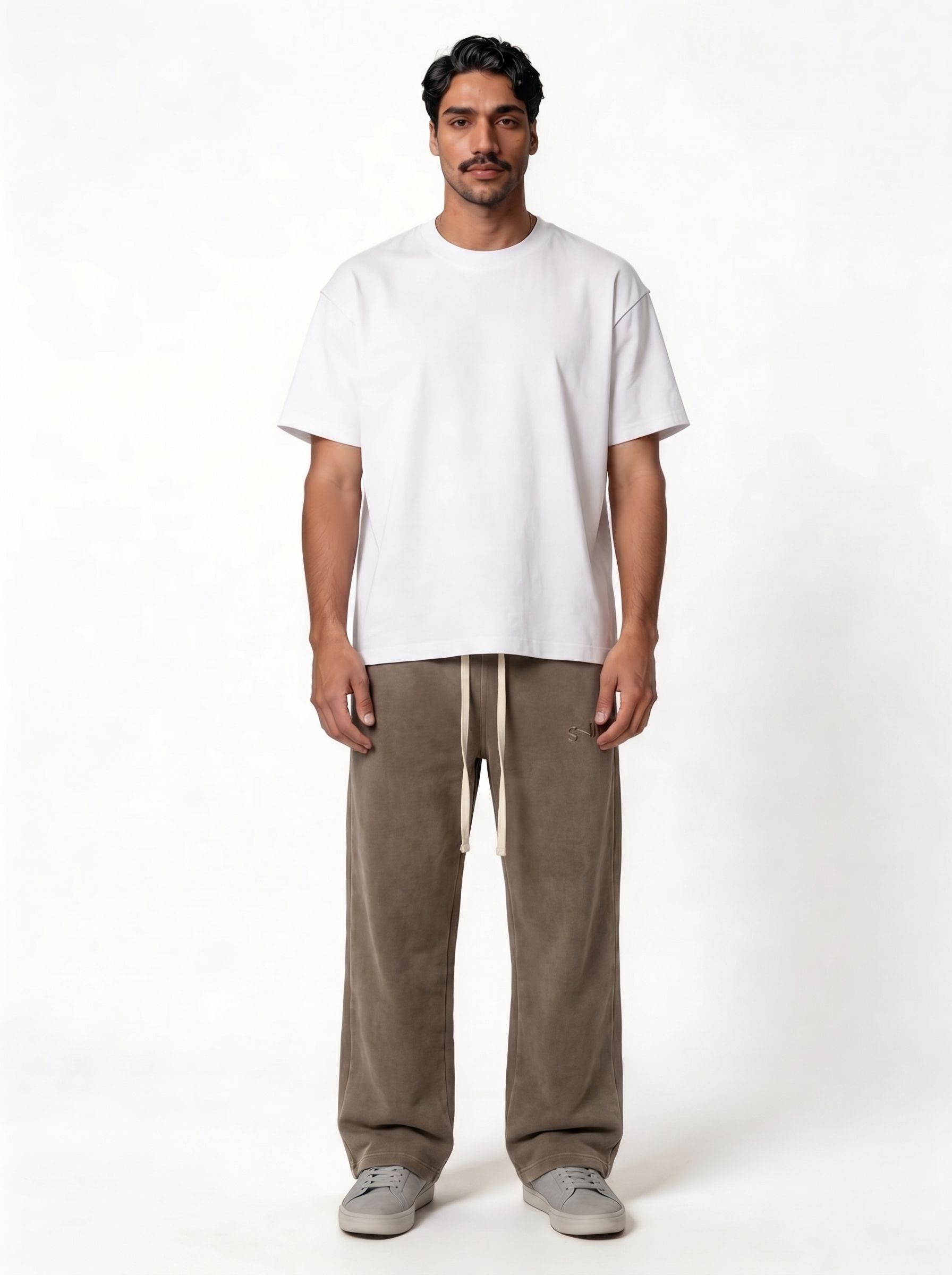 Washed Logo Pants Cotton Relaxed Fit - seven