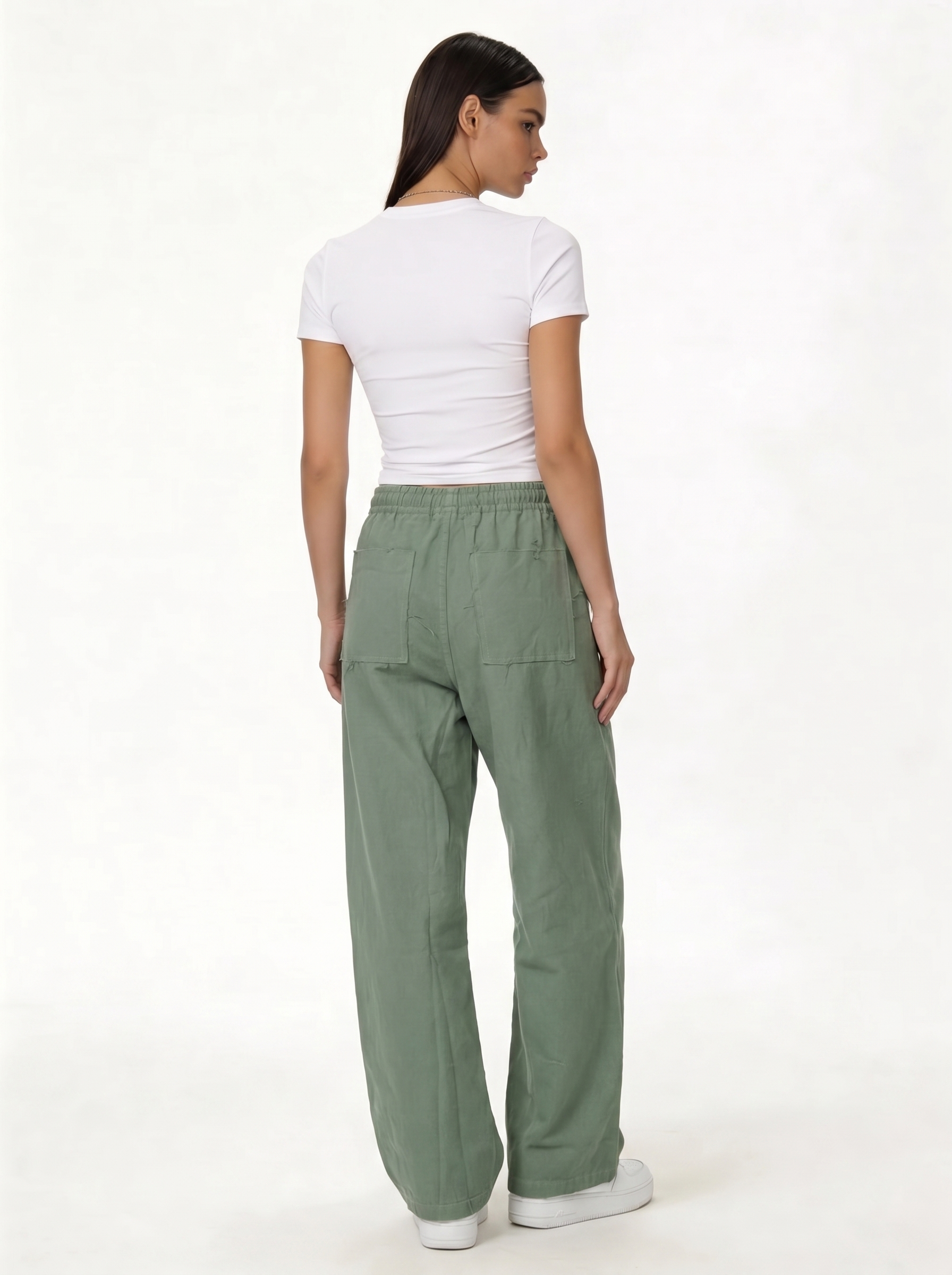 Raw Edge Pants Cotton Baggy Fit - seven