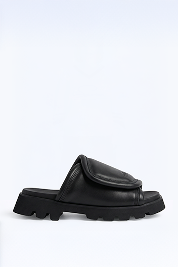 Logo Slide Sandals Leather Regular Fit - seevenn