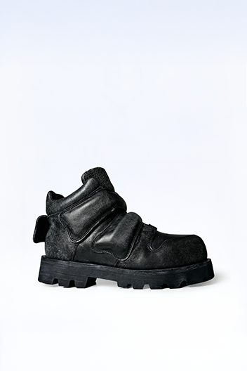 Distressed Strap Boots Leather Regular Fit - seven