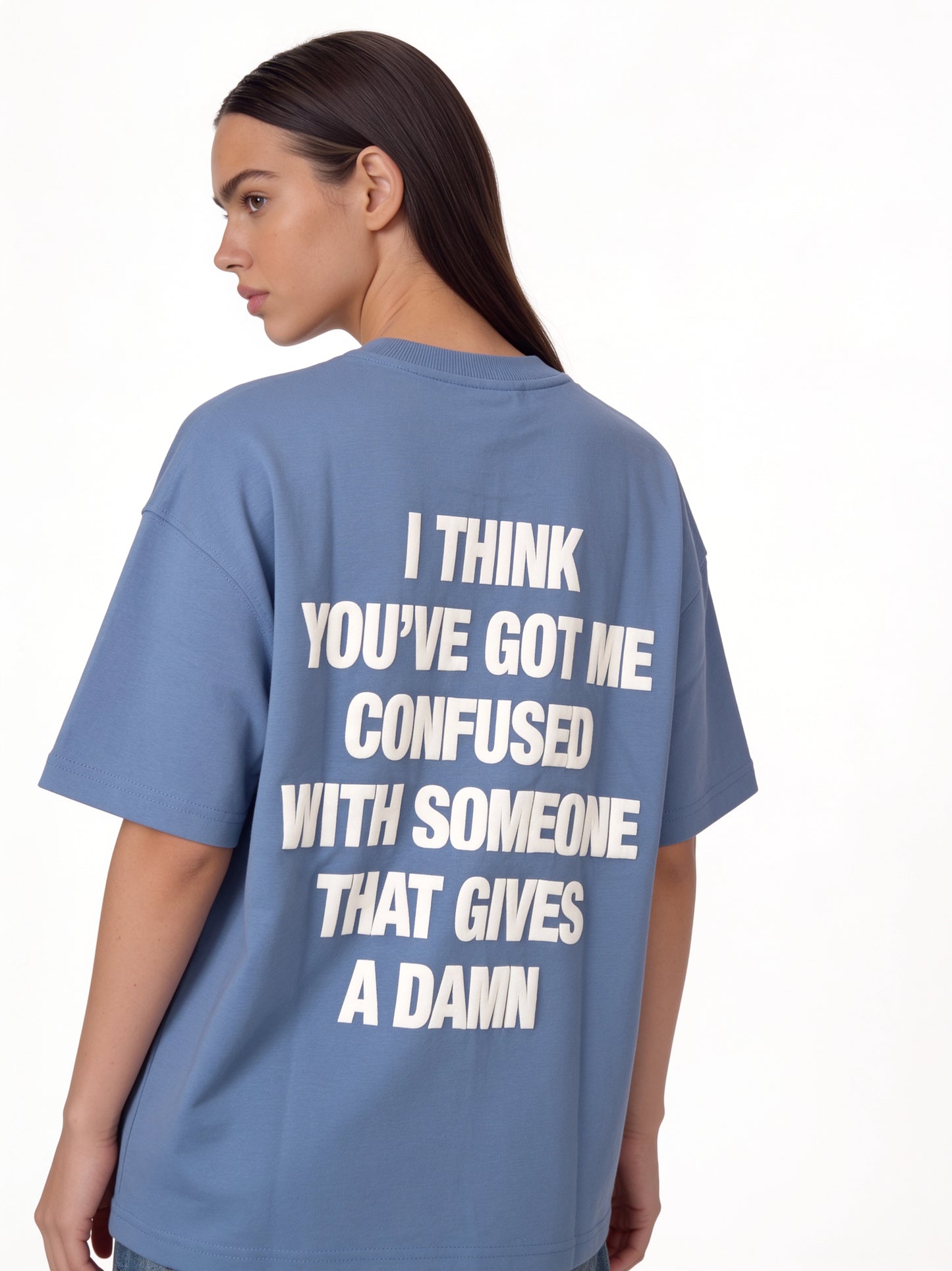 Typography Back Print T-Shirt Cotton Oversized Fit - seven