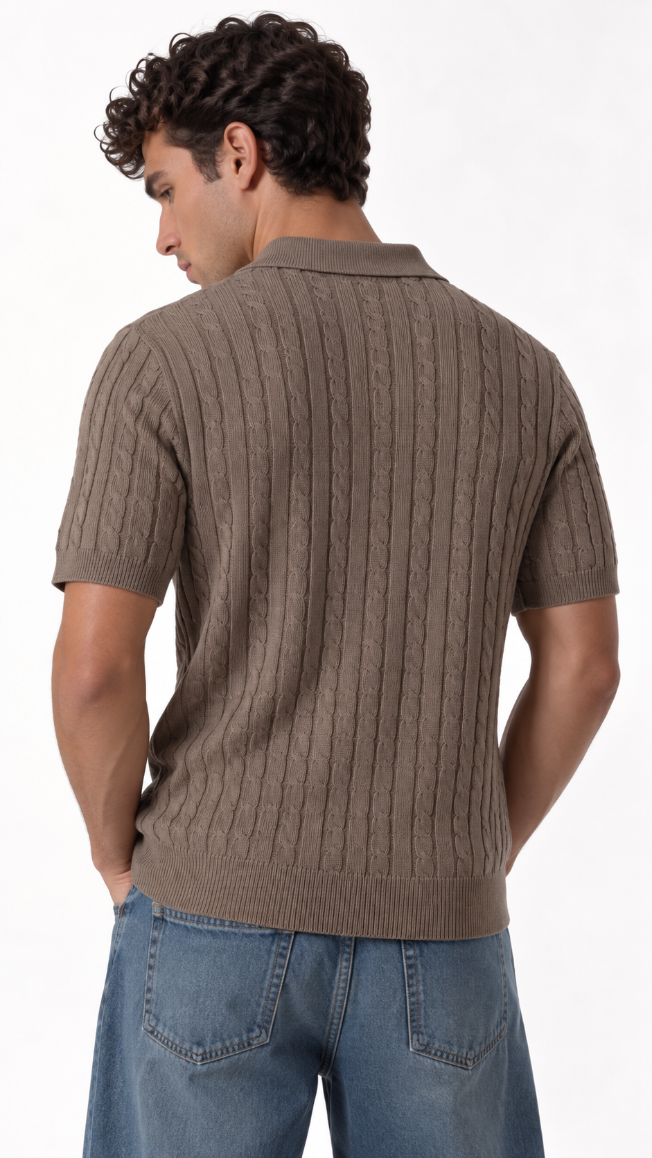 Cable Knit Polo Shirt Knit Regular Fit - FND - VEN0014