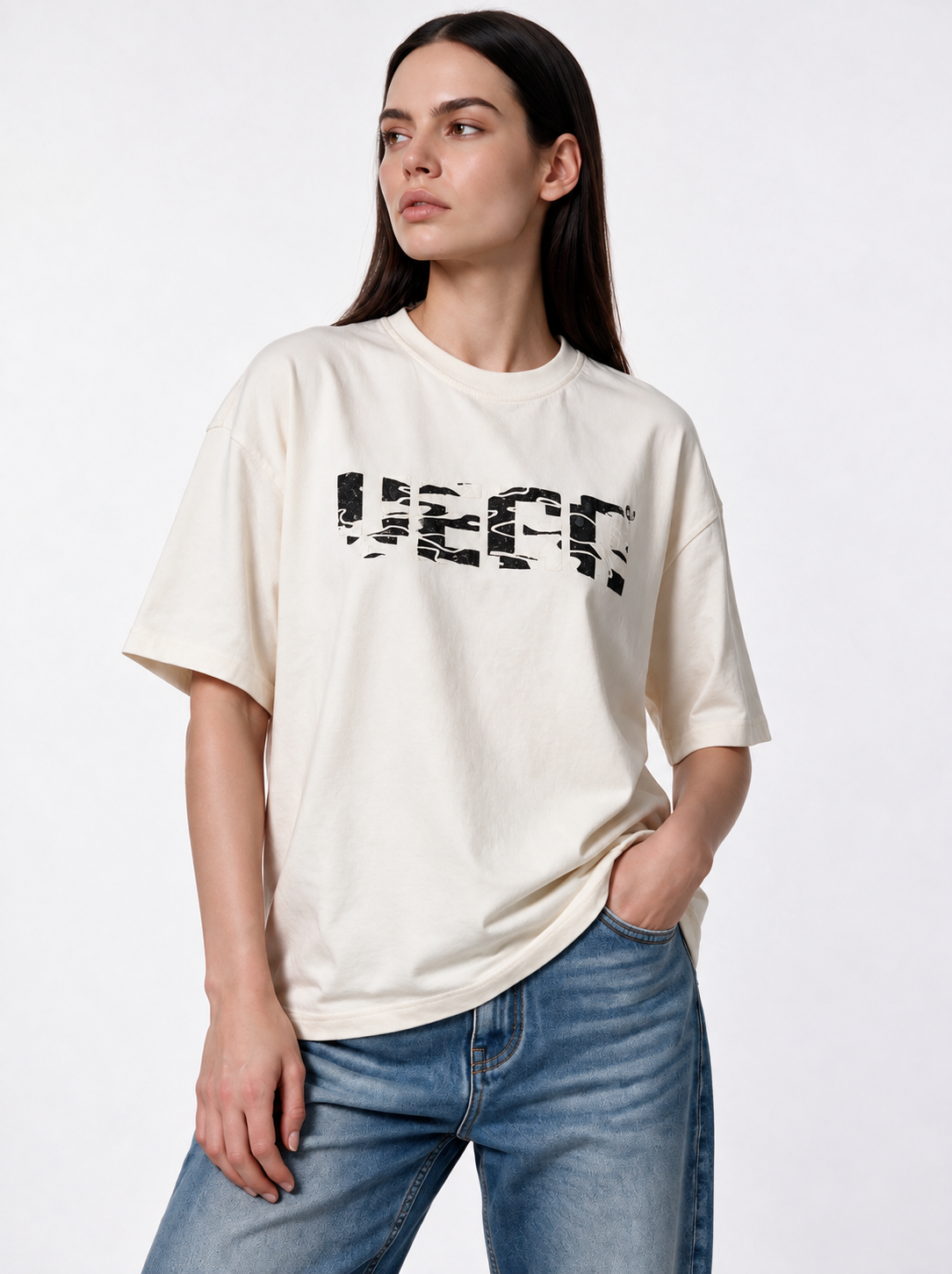 Distressed Graphic T-Shirt Knit Relaxed Fit - VEGA