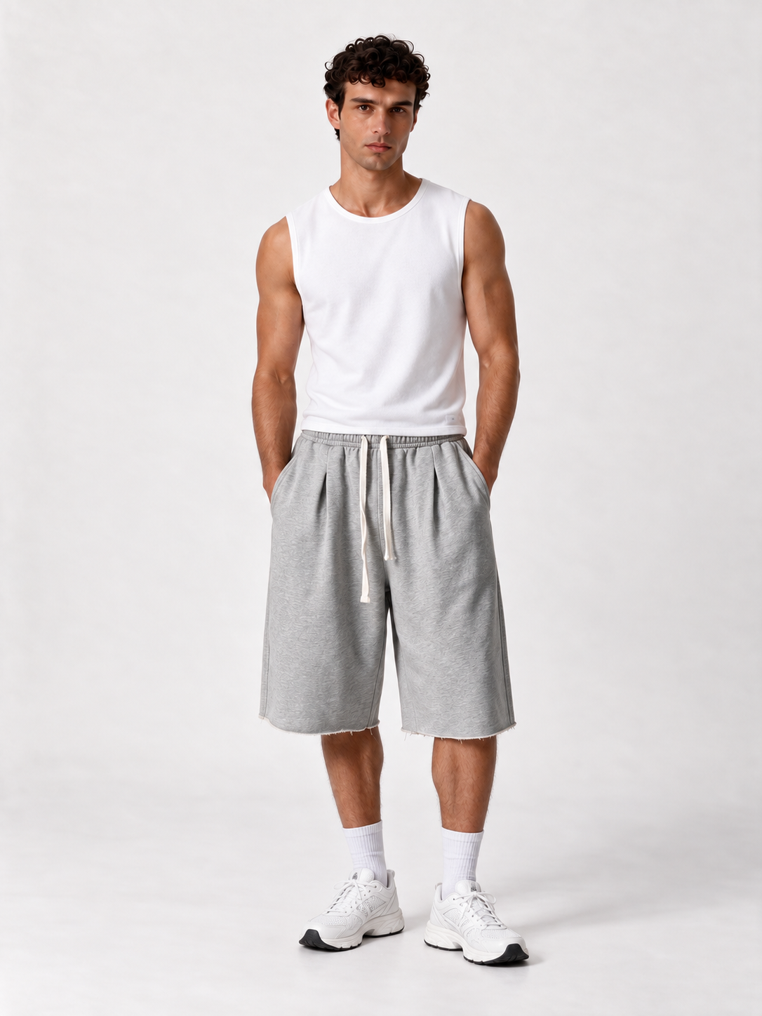 Raw Edge Logo Shorts Relaxed Fit - SEVEN