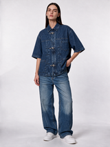 Utility Pocket Denim Jacket Relaxed Fit - Genz Saudi