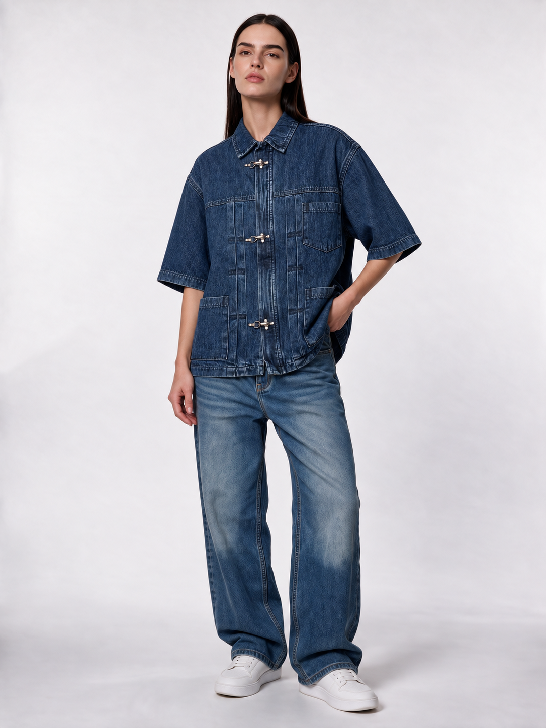 Utility Pocket Denim Jacket Relaxed Fit - Genz Saudi