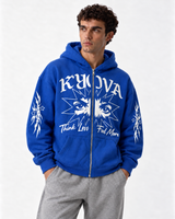 Graphic Zip-Up Hoodie Fleece Relaxed Fit - Kyova