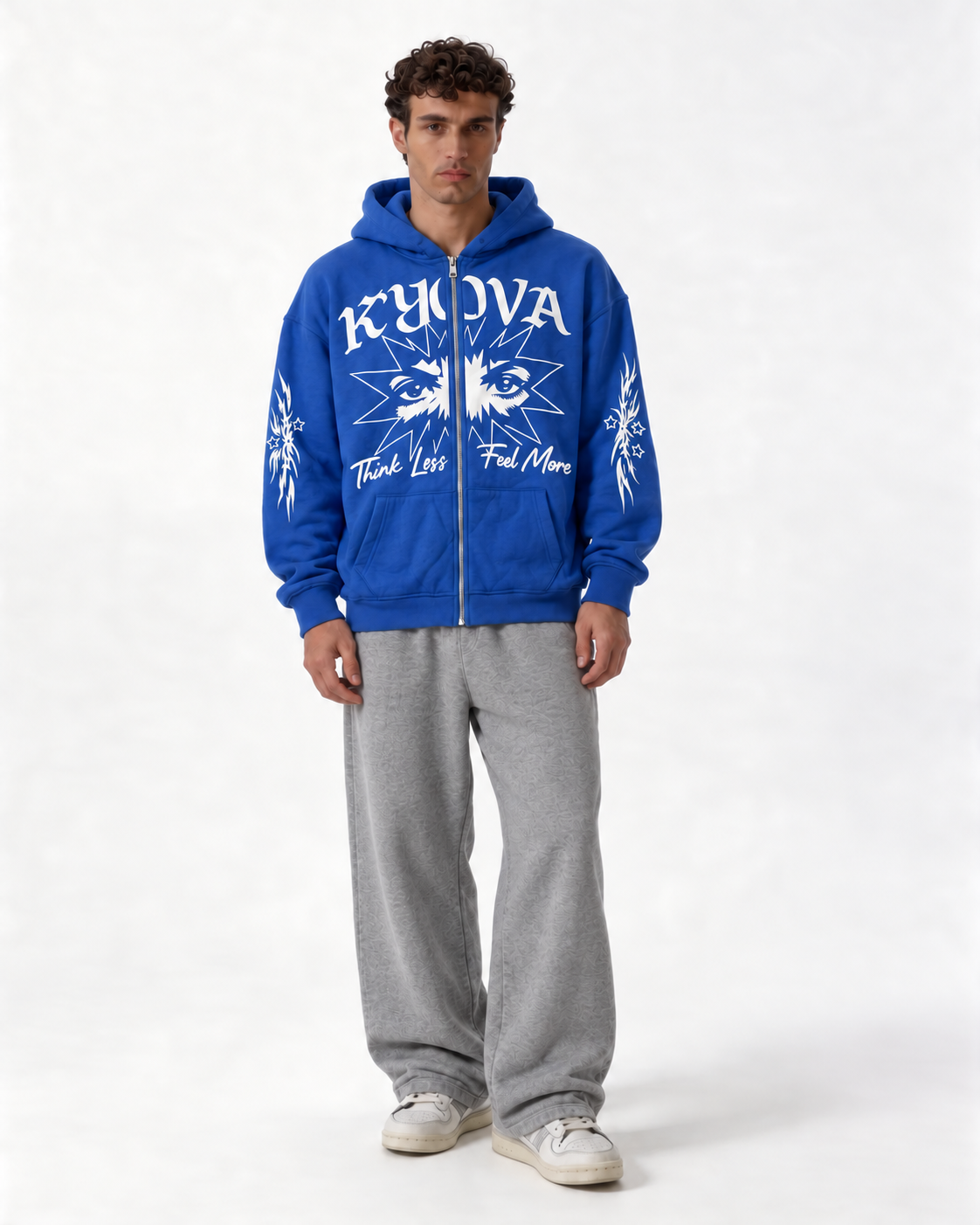 Graphic Zip-Up Hoodie Fleece Relaxed Fit - Kyova