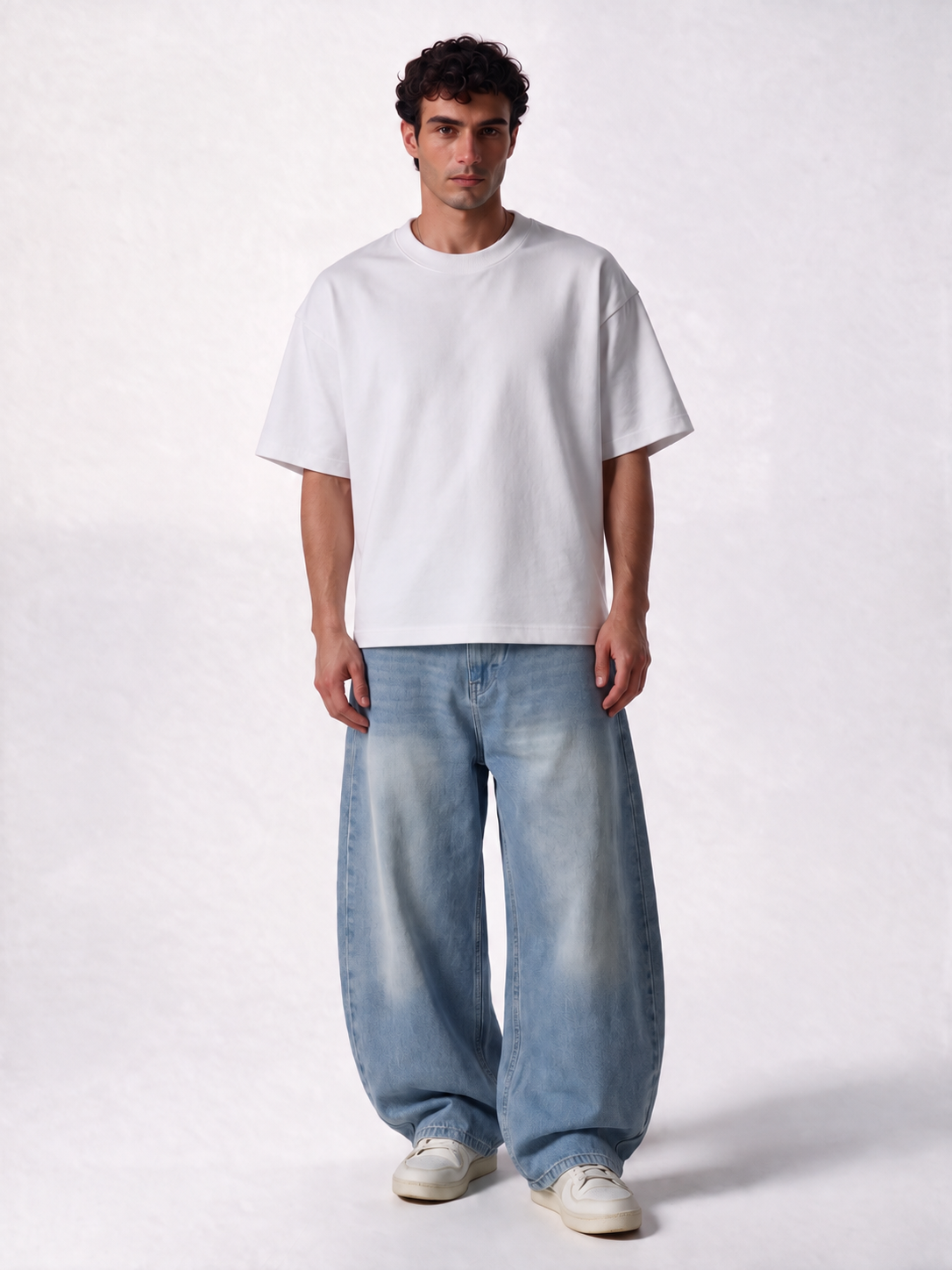Wide Leg Jeans Denim Baggy Fit - Genz Saudi