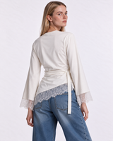 Lace Trim Long Sleeve Knit Regular Fit - Eighties